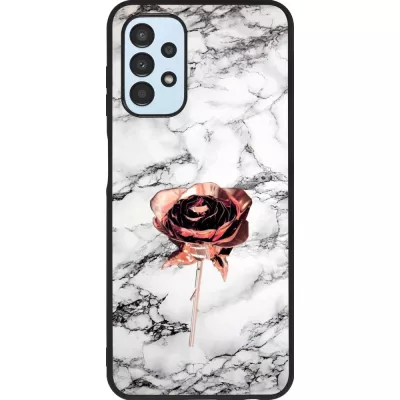 Coque Samsung Galaxy A13 5G - Silicone rigide noir Marble Rose Gold