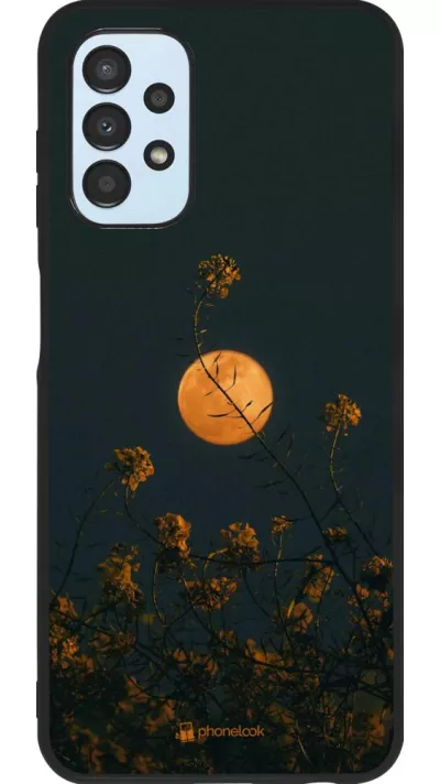 Coque Samsung Galaxy A13 5G - Silicone rigide noir Moon Flowers