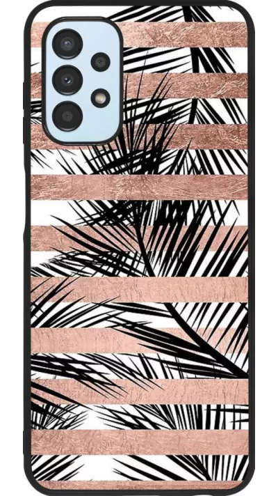 Coque Samsung Galaxy A13 5G - Silicone rigide noir Palm trees gold stripes