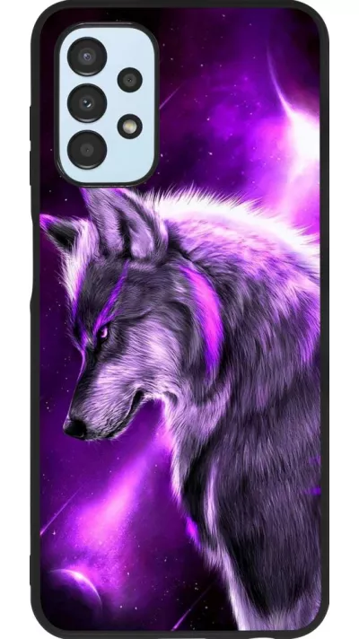Coque Samsung Galaxy A13 5G - Silicone rigide noir Purple Sky Wolf