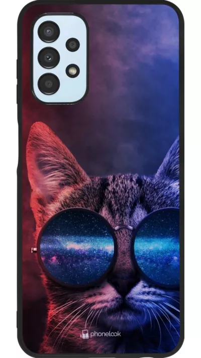 Coque Samsung Galaxy A13 5G - Silicone rigide noir Red Blue Cat Glasses
