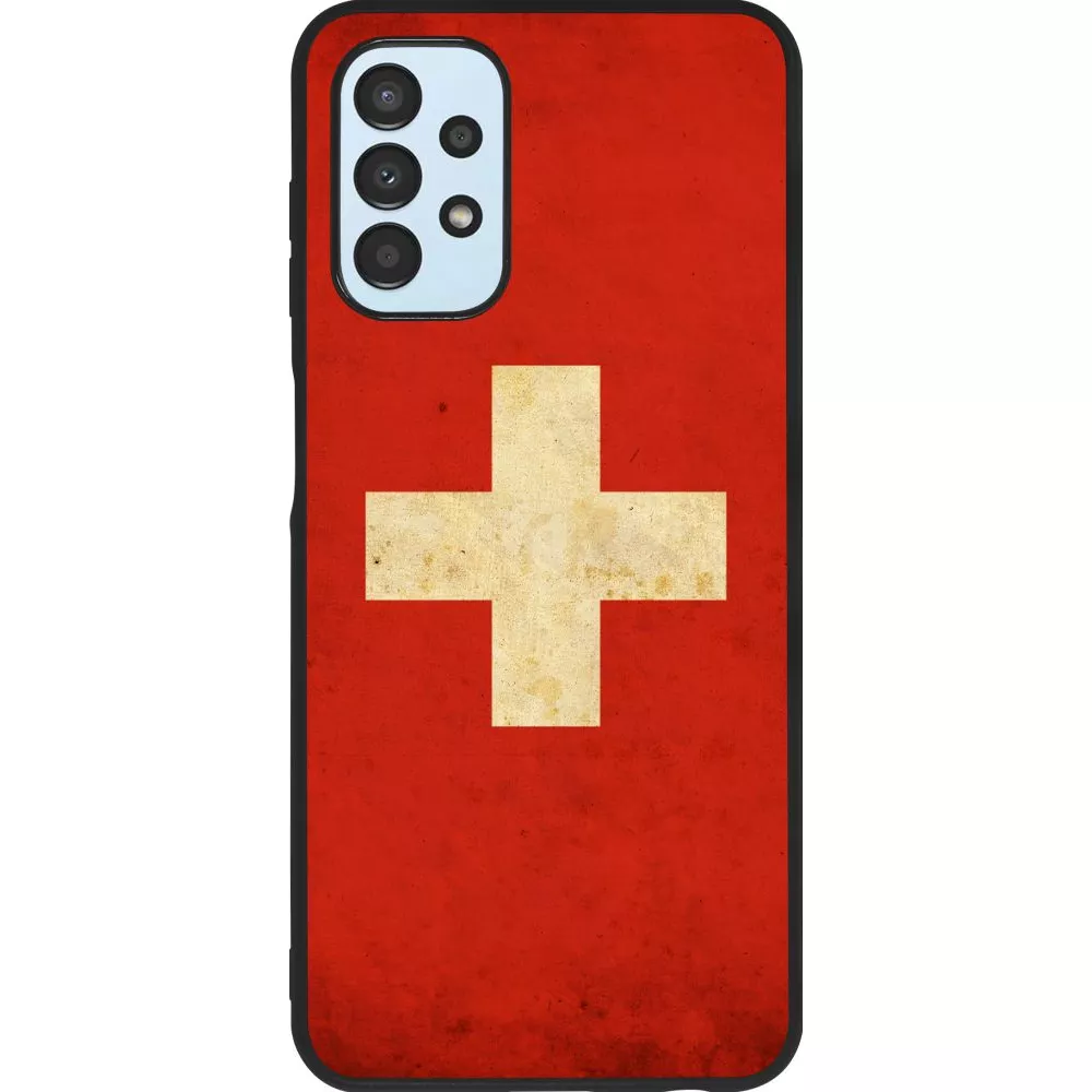 Hülle Samsung Galaxy A13 5G - Silikon schwarz Vintage Flag SWISS
