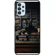 Coque Samsung Galaxy A13 5G - Silicone rigide noir Chat livres sombres