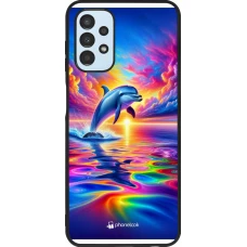 Samsung Galaxy A13 5G Case Hülle - Silikon schwarz Glücklicher Regenbogen-Delfin