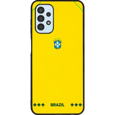 Coque Samsung Galaxy A13 5G - Silicone rigide noir Maillot de football Bresil 2026 personnalisable
