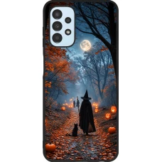 Samsung Galaxy A13 5G Case Hülle - Silikon schwarz Halloween 2026 Witch with a cat
