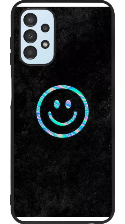 Coque Samsung Galaxy A13 5G - Silicone rigide noir Happy smiley irisé