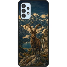 Samsung Galaxy A13 5G Case Hülle - Silikon schwarz Linocut Steinbock