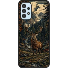 Samsung Galaxy A13 5G Case Hülle - Silikon schwarz Linocut Reh