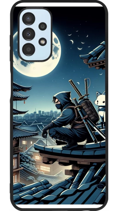Coque Samsung Galaxy A13 5G - Silicone rigide noir Ninja sous la lune