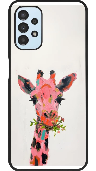 Coque Samsung Galaxy A13 5G - Silicone rigide noir Pink Girafe Paint