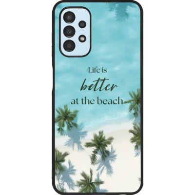 Coque Samsung Galaxy A13 5G - Silicone rigide noir Summer 2025 Life is better at the beach