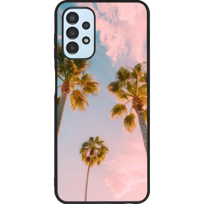Coque Samsung Galaxy A13 5G - Silicone rigide noir Summer 2025 Palmiers