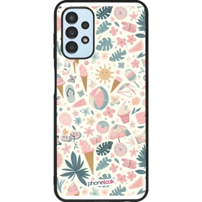 Coque Samsung Galaxy A13 5G - Silicone rigide noir Summer Pink Pattern