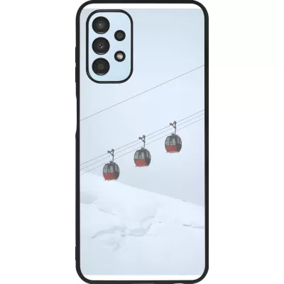 Coque Samsung Galaxy A13 5G - Silicone rigide noir Winter 22 ski lift