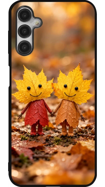 Coque Samsung Galaxy A14 5G - Silicone rigide noir Autumn 26 Couple of leaves