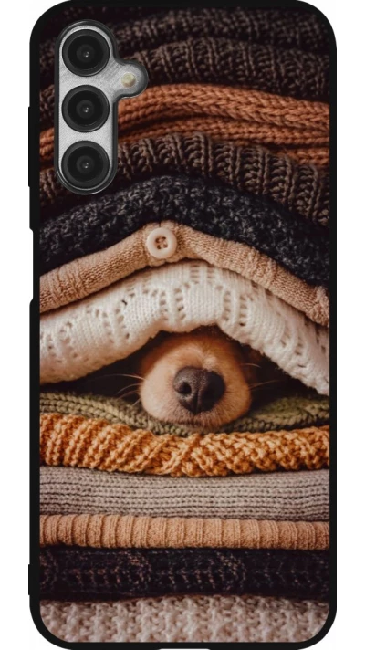 Coque Samsung Galaxy A14 5G - Silicone rigide noir Autumn 26 Dog under the covers