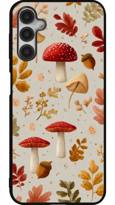 Coque Samsung Galaxy A14 5G - Silicone rigide noir Autumn 26 Mushrooms and leaves