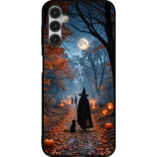 Samsung Galaxy A14 5G Case Hülle - Silikon schwarz Halloween 2026 Witch with a cat