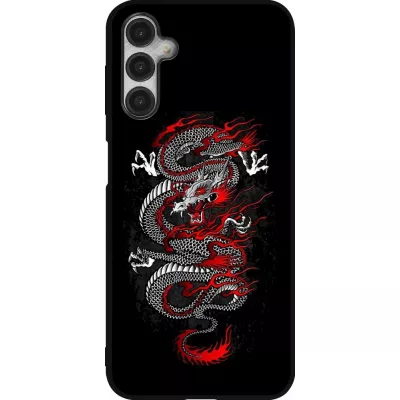 Samsung Galaxy A14 5G Case Hülle - Silikon schwarz Japanese style Dragon Tattoo Red Black