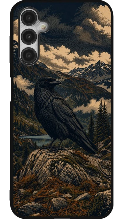 Coque Samsung Galaxy A14 5G - Silicone rigide noir Linocut Grand Corbeau