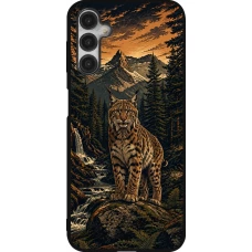 Coque Samsung Galaxy A14 5G - Silicone rigide noir Linocut Lynx