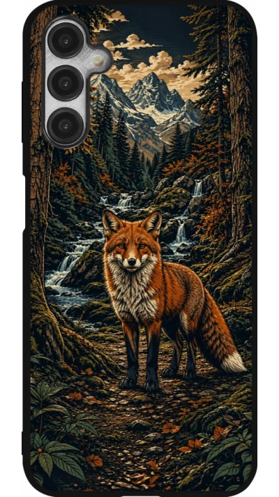 Coque Samsung Galaxy A14 5G - Silicone rigide noir Linocut Renard