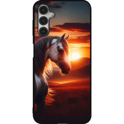Coque Samsung Galaxy A14 5G - Silicone rigide noir Majestic Sunset Horse