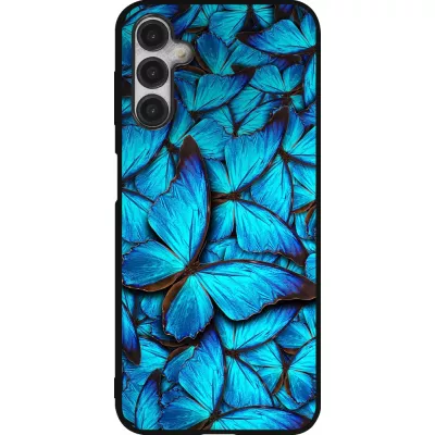 Coque Samsung Galaxy A14 5G - Silicone rigide noir Papillon bleu