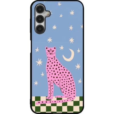 Samsung Galaxy A14 5G Case Hülle - Silikon schwarz Pink leopard with stars 2026