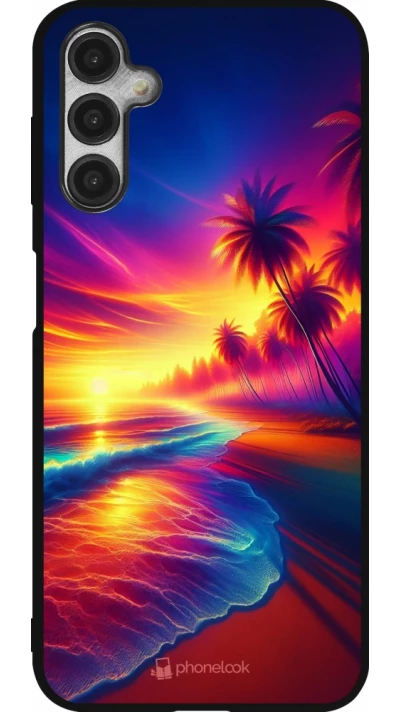 Samsung Galaxy A14 5G Case Hülle - Silikon schwarz Strand Sonnenuntergang auffällig
