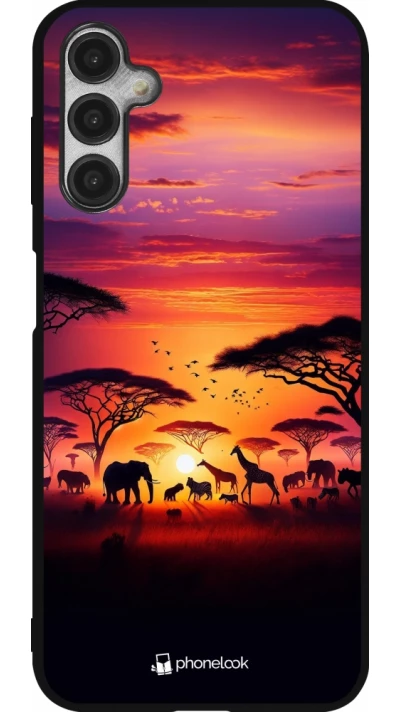Coque Samsung Galaxy A14 5G - Silicone rigide noir Safari sunset wildlife