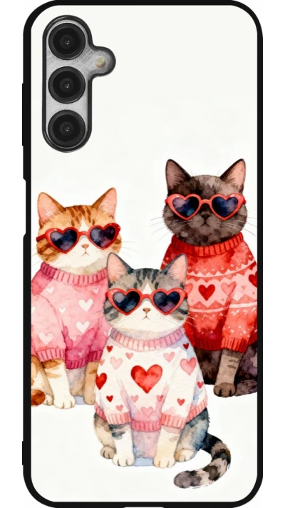 Coque Samsung Galaxy A14 5G - Silicone rigide noir Saint Valentines Day 26 Cat Love