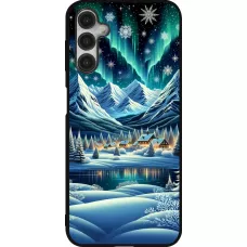 Samsung Galaxy A14 5G Case Hülle - Silikon schwarz Verschneites Bergdorf am See in der Nacht