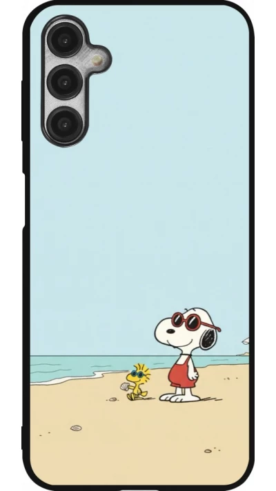 Coque Samsung Galaxy A14 5G - Silicone rigide noir Snoopy on the beach Summer 2026