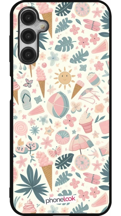Coque Samsung Galaxy A14 5G - Silicone rigide noir Summer Pink Pattern