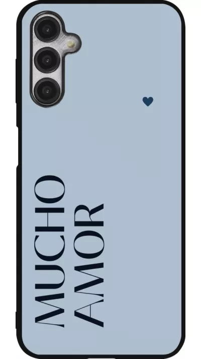 Coque Samsung Galaxy A14 5G - Silicone rigide noir Valentine 2024 mucho amor azul