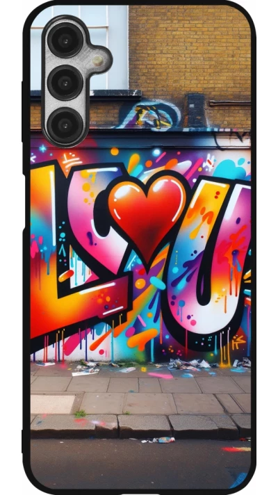 Coque Samsung Galaxy A14 5G - Silicone rigide noir Valentine 2025 Love U Tag