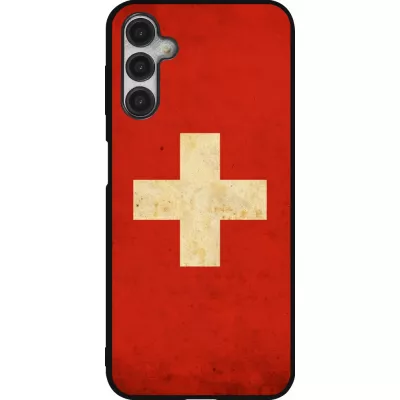 Samsung Galaxy A14 5G Case Hülle - Silikon schwarz Vintage Flag SWISS