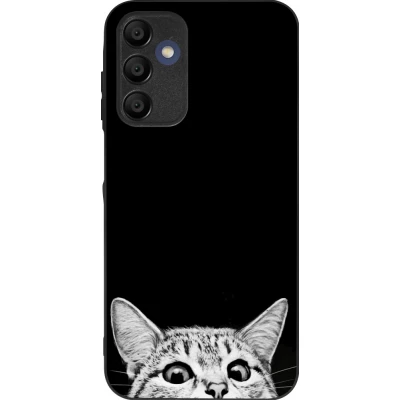 Coque Samsung Galaxy A15 - Silicone rigide noir Cat Looking Up Black