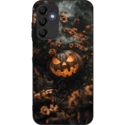 Samsung Galaxy A15 Case Hülle - Silikon schwarz Halloween 2025 Pumpkin with flowers