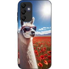 Coque Samsung Galaxy A15 - Silicone rigide noir Lama Chic en Coquelicot