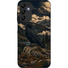 Coque Samsung Galaxy A15 - Silicone rigide noir Linocut Grand Corbeau
