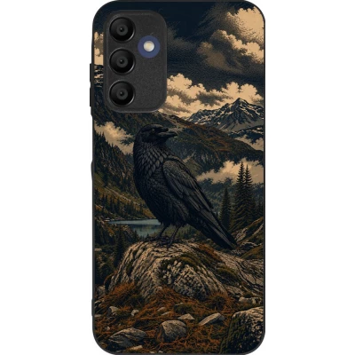 Coque Samsung Galaxy A15 - Silicone rigide noir Linocut Grand Corbeau