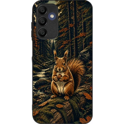 Coque Samsung Galaxy A15 - Silicone rigide noir Linocut Ecureuil