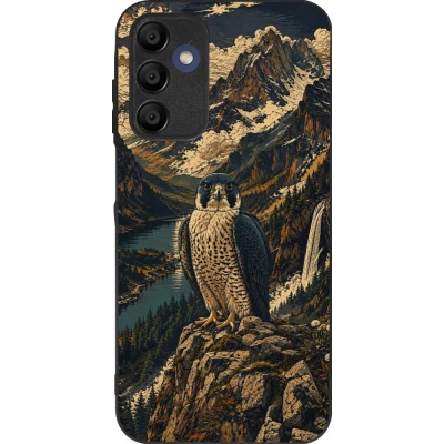 Samsung Galaxy A15 Case Hülle - Silikon schwarz Linocut Wanderfalke