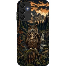 Coque Samsung Galaxy A15 - Silicone rigide noir Linocut Grand-Duc