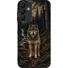 Coque Samsung Galaxy A15 - Silicone rigide noir Linocut Loup