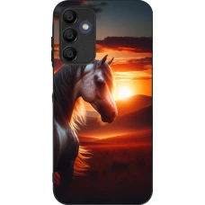 Samsung Galaxy A15 Case Hülle - Silikon schwarz Majestätischer Sonnenuntergang Pferd