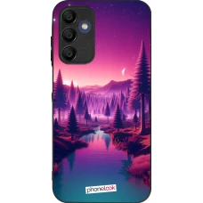 Coque Samsung Galaxy A15 - Silicone rigide noir Paysage Violet-Rose